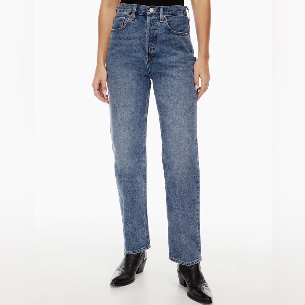 Aritzia Denim Forum “The Joni” High Rise Loose Jeans, 28, Dark Bleu N Stormy